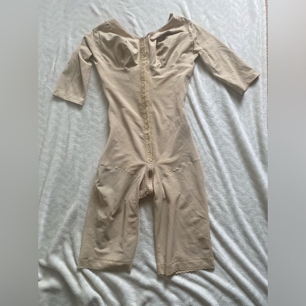 Nude Full-Body Shapewear Bodysuit with Lace Trim